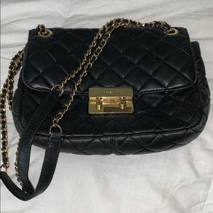Black LG Chain Shoulder Leather Bag